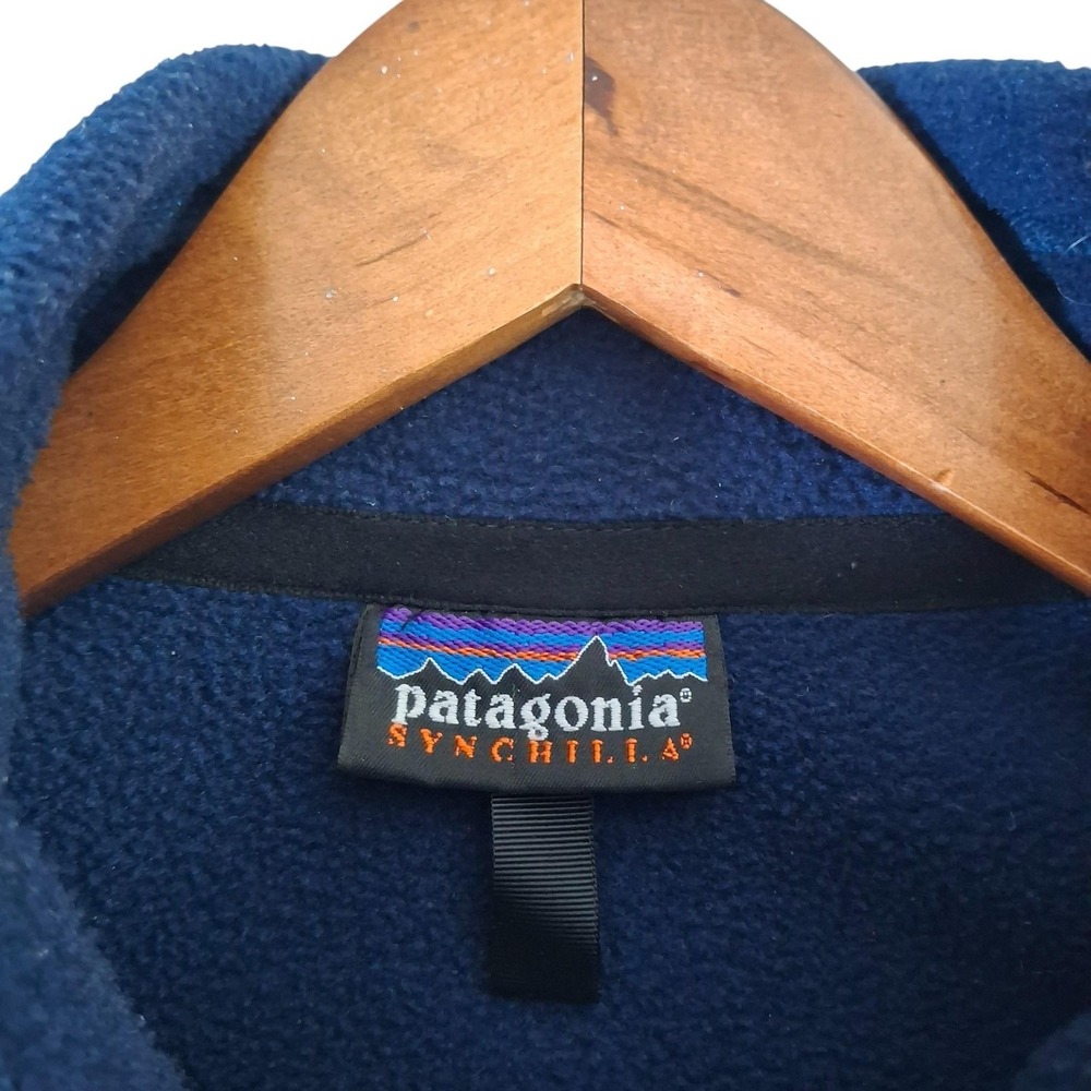 Patagonia Synchilla Vest Mens XL Navy Fleece Full Zip Pockets Hiking Outdoor - Picture 4 of 7